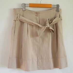 Sandro Linen Blend Stylish Tan Mini Skirt with Belt